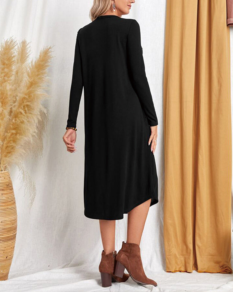 Mies Autumn and Long Sleeve, Loosely Curved Dress for Women