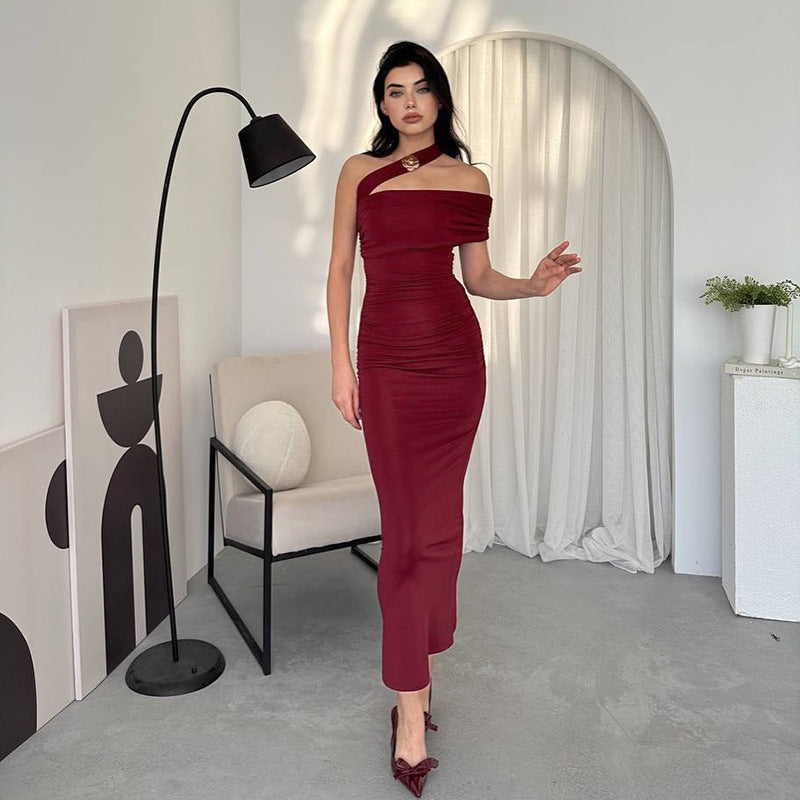 Horres Midi Dress Maroon