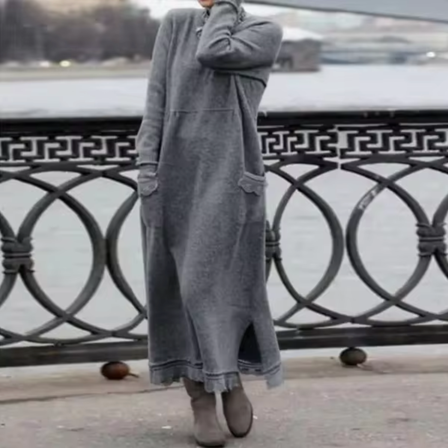 Maria Elena Loose Velvet Relaxed Dress with Premium Casual Styling
