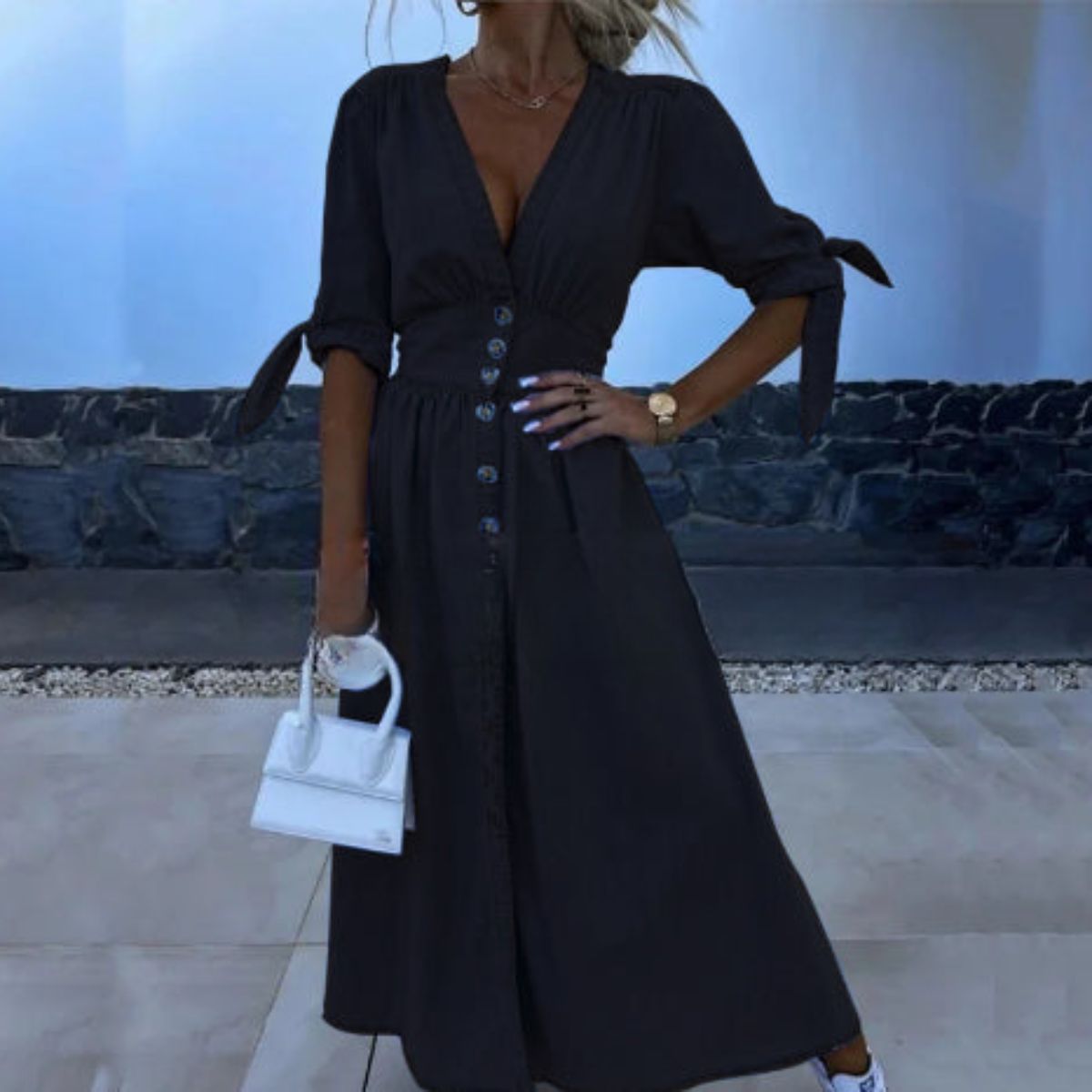 Ariana Elevated Long Denim Dress Chic Silhouette Collection