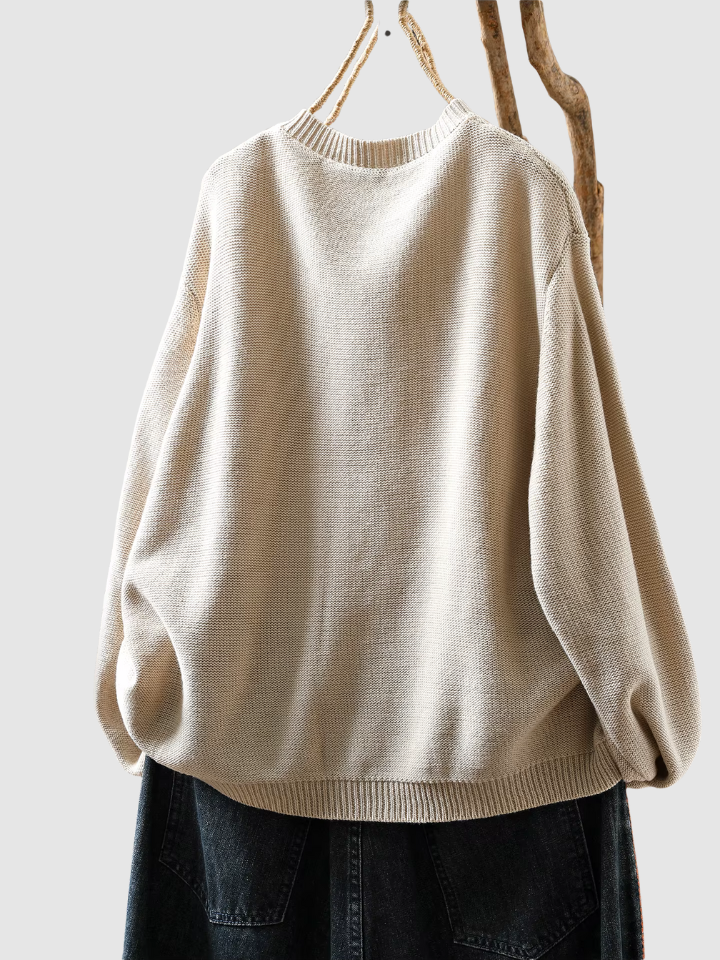 Round Neck Button Front Knit Long Sleeve Cardigan