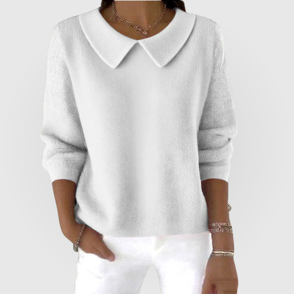 Doll Collar V-Neck Long Sleeve Knit Sweater