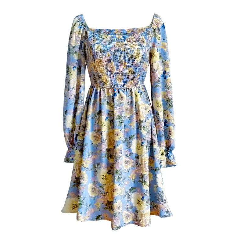 Leaf Print Sleeveless Midi Dress M / Black Dresses