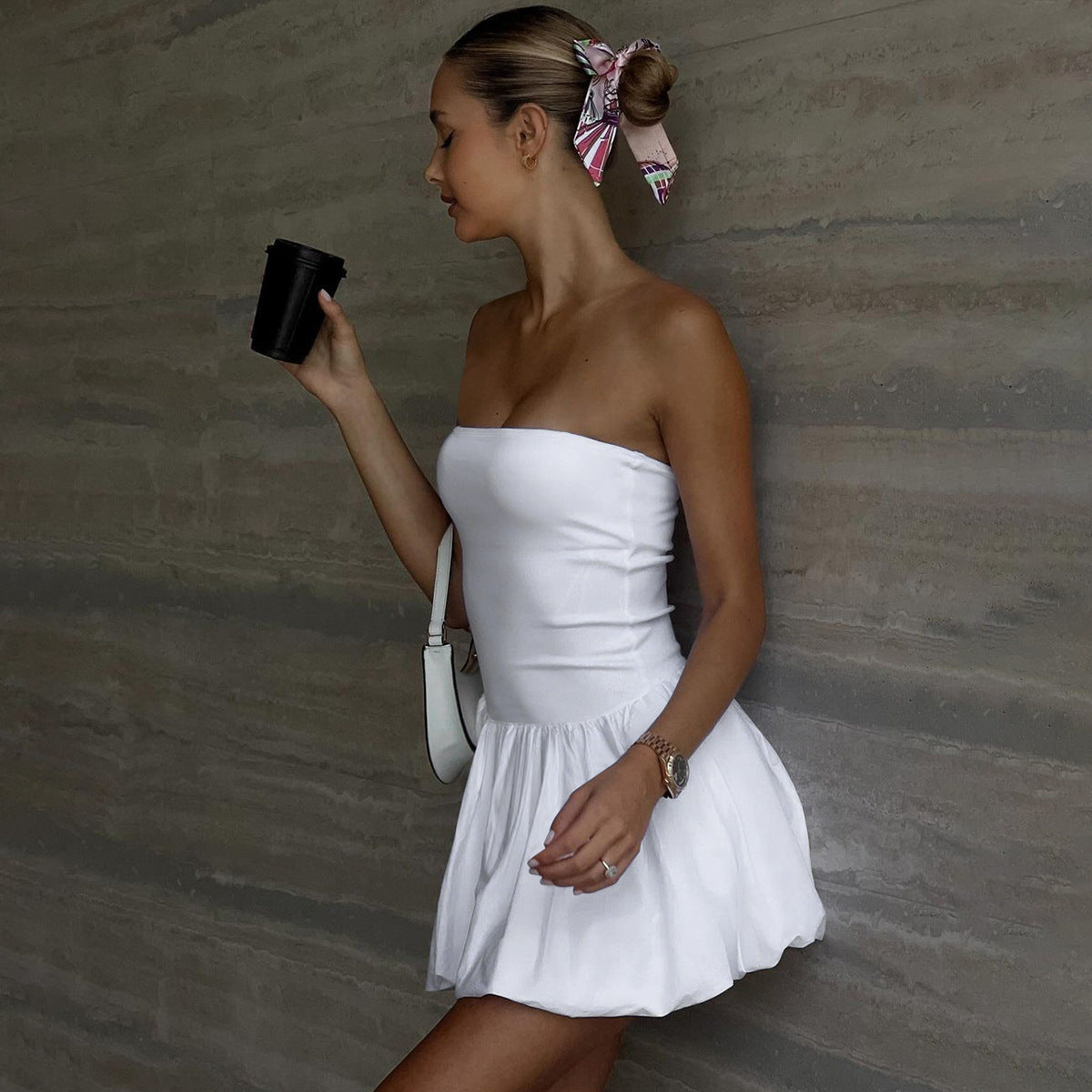 Bubble Babe Mini Dress White