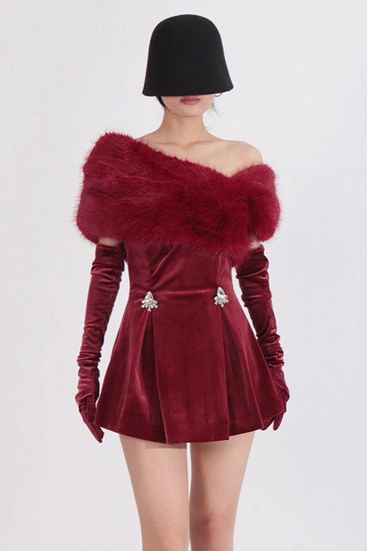 Red Crystal Embellished Strapless Bandage Dress