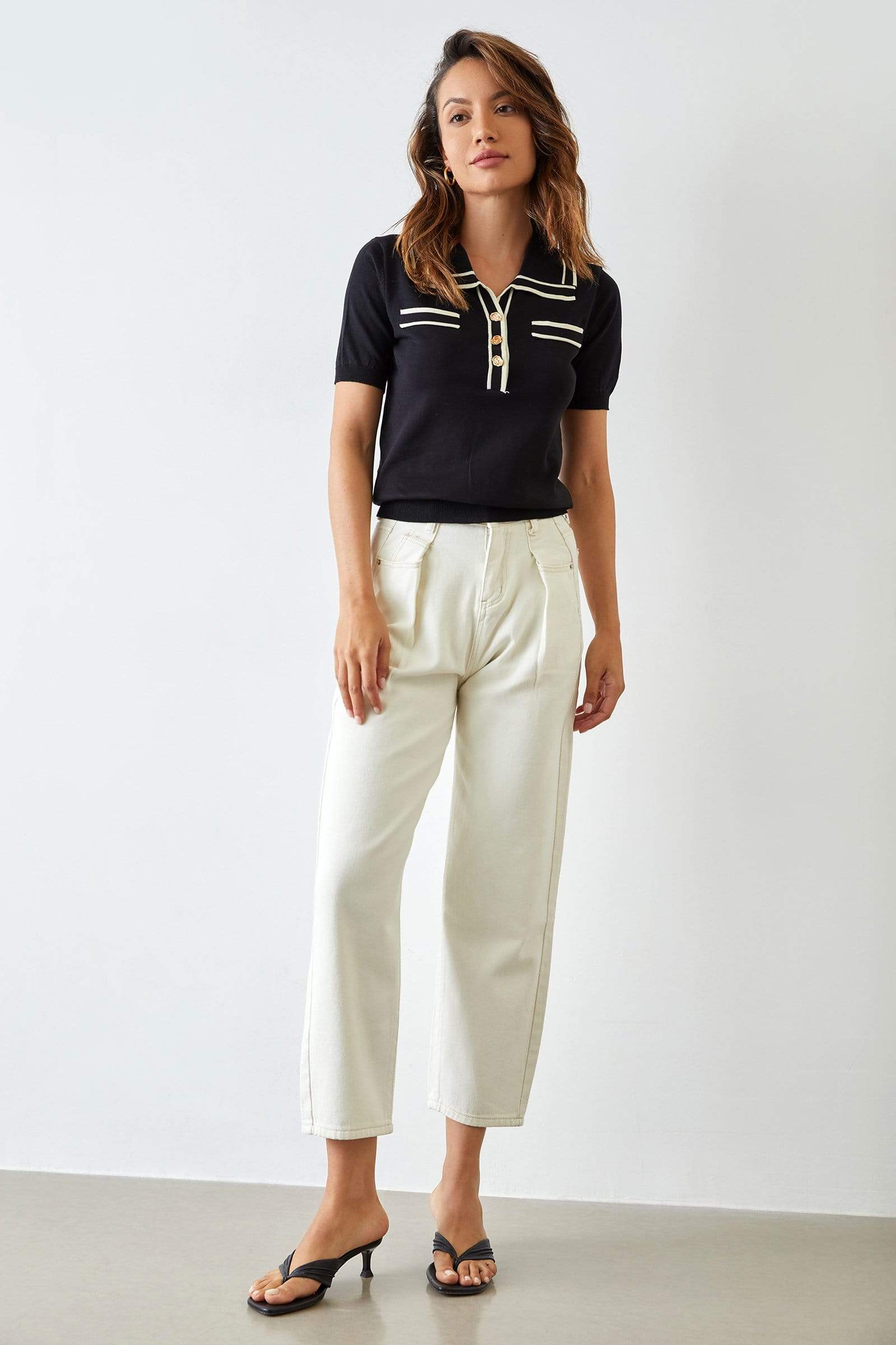 Anika Black Lapel Sweater