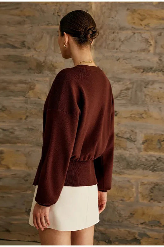V Neck Button Knit Cardigan Sweater