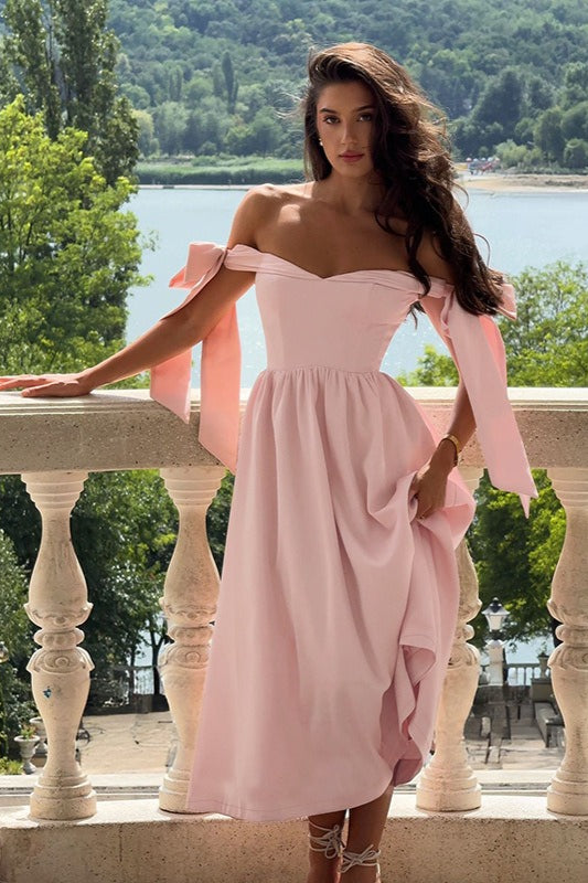 OffShoulder TieFront Maxi Party Dress