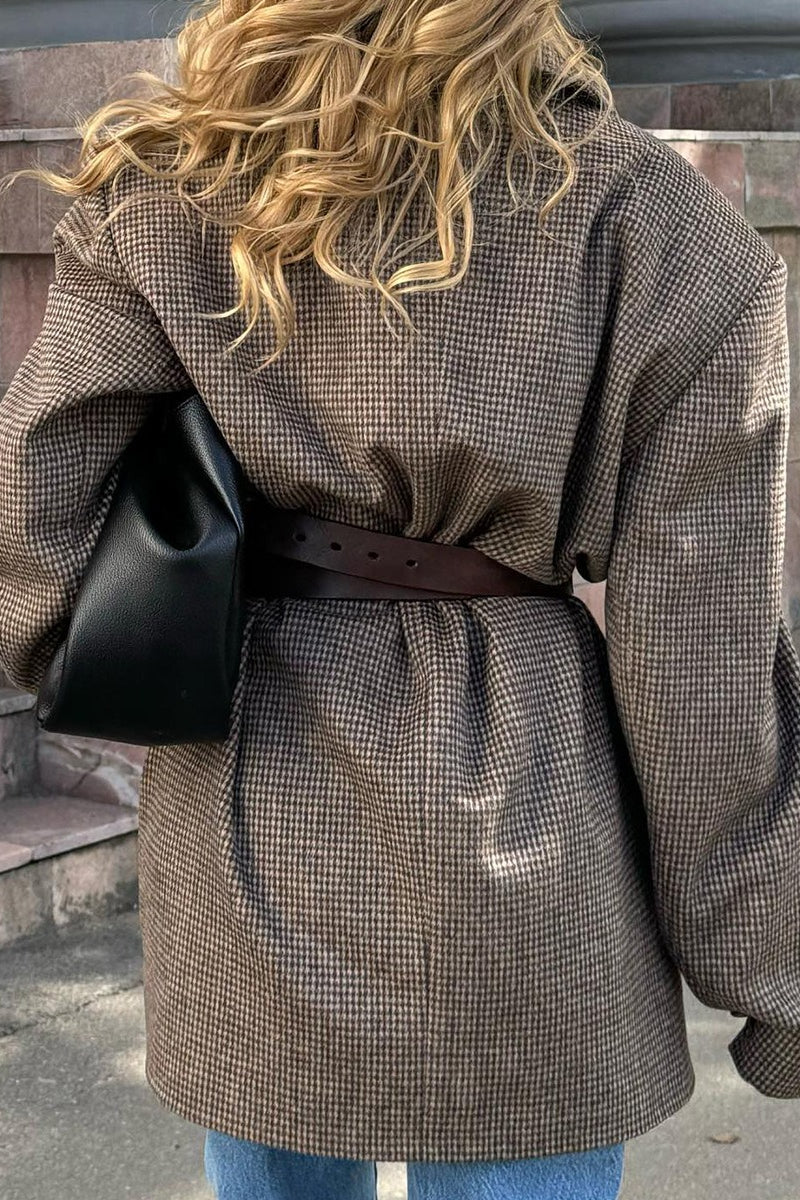 Houndstooth Double Breasted Coat