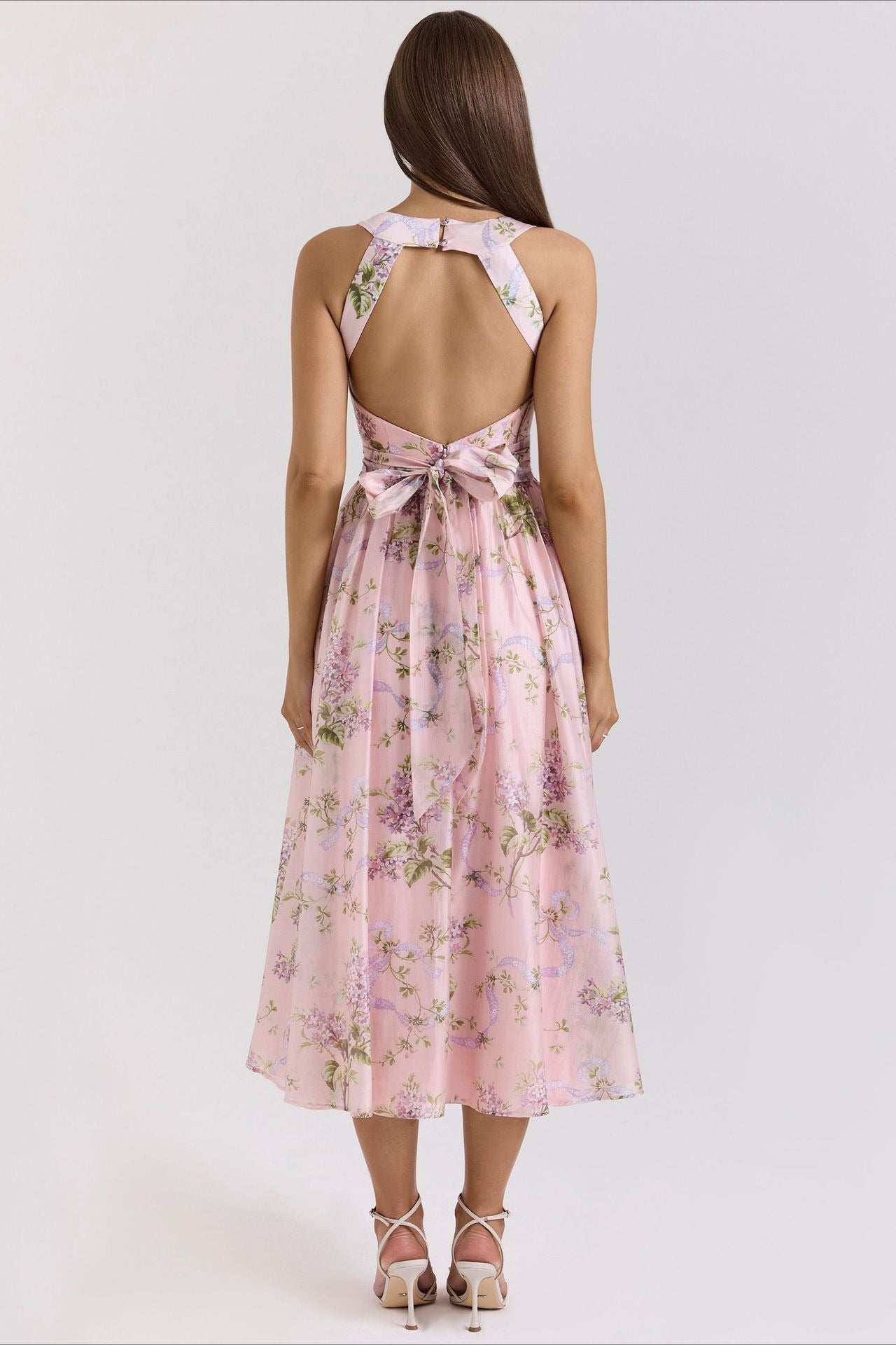 Printed Halter Slim Split Slip Dress