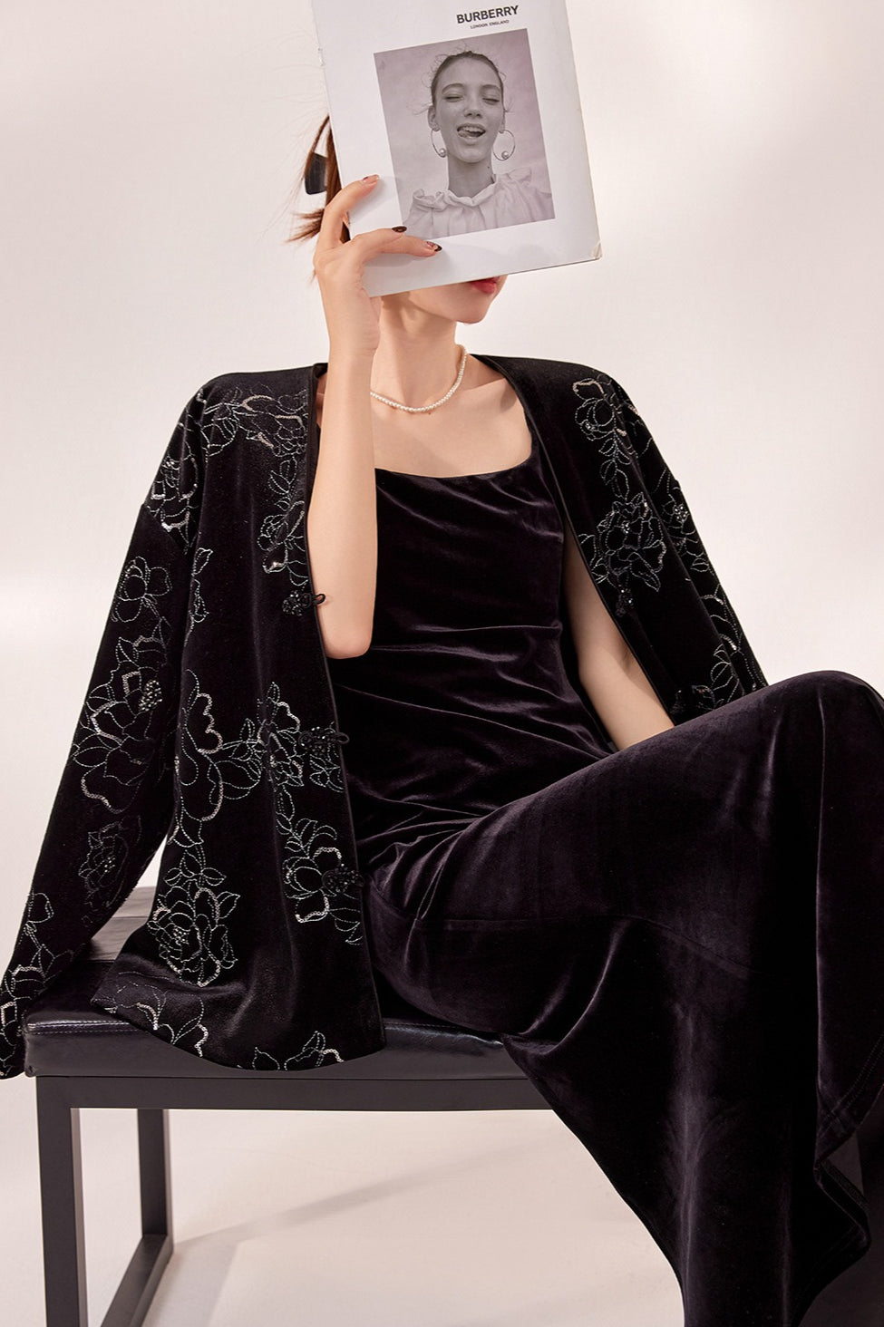 Black Velvet Strappy Backless Maxi Dress 8
