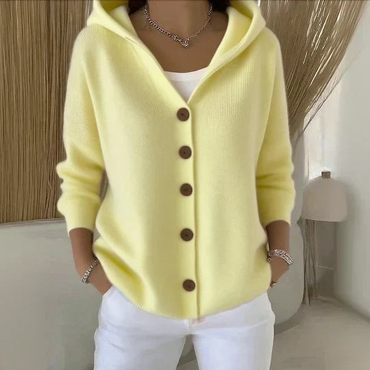 Hooded Knit Button Front Long Sleeve Cardigan 4