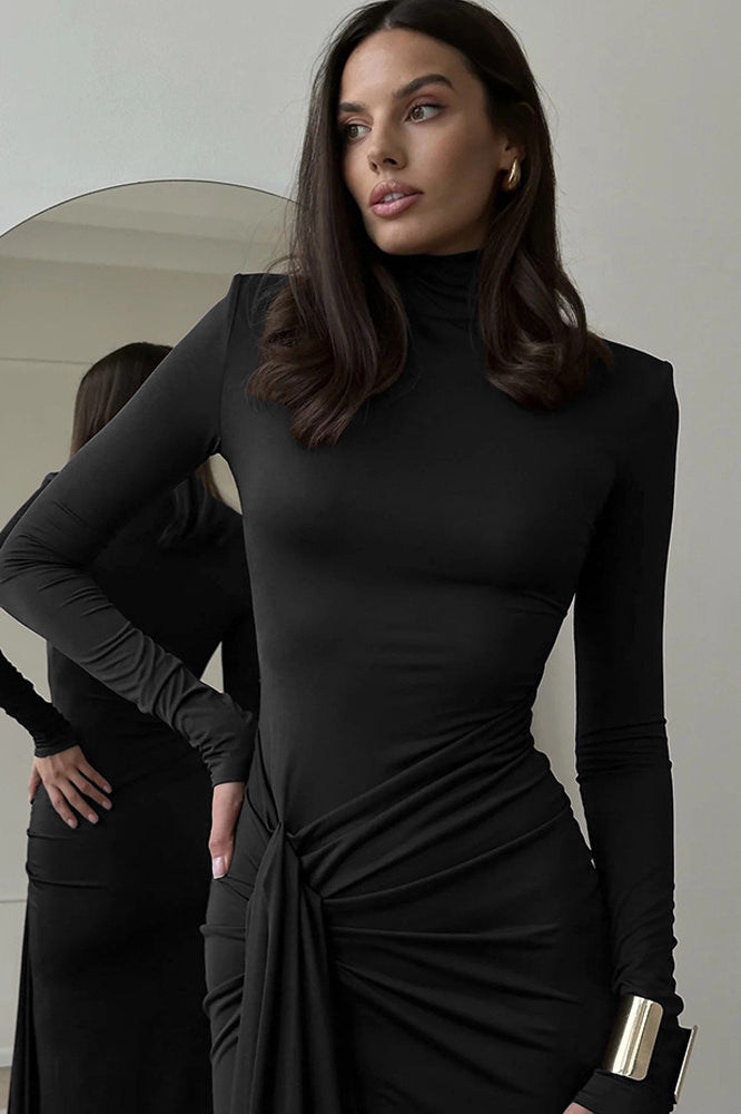 High Slit Tie Front Bodycon Dress 6