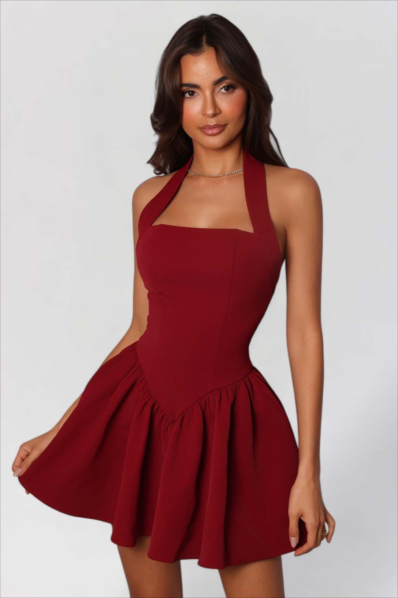 LowBack Ruffle Mini Party Dress