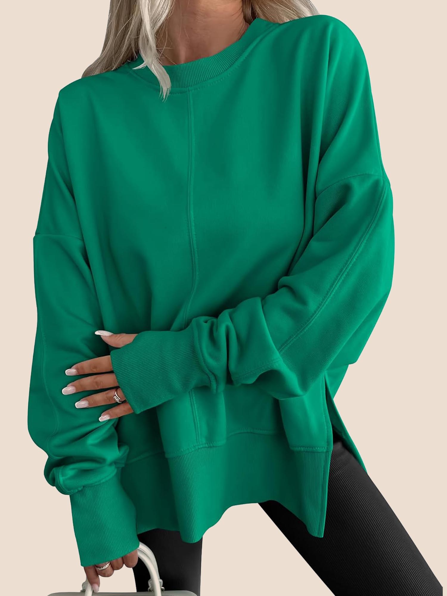 Oversized Thumbhole Long Sleeve Side Slit Sweatshirt