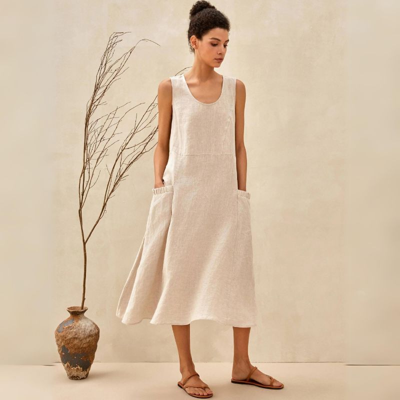 Fabiana Minimalist Dress with Pockets Elevated Occasion Wear