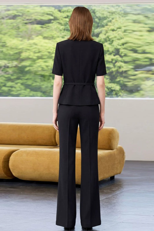 Square Neck Slim Fitted Two Piece Work Set