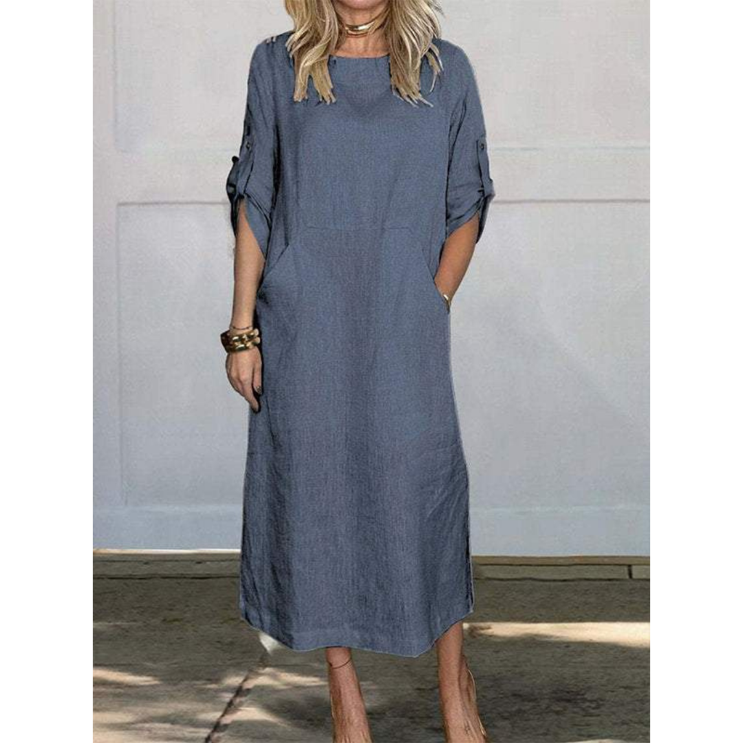 Selena Luxe Loose Midi Dress Elevated Occasion Wear