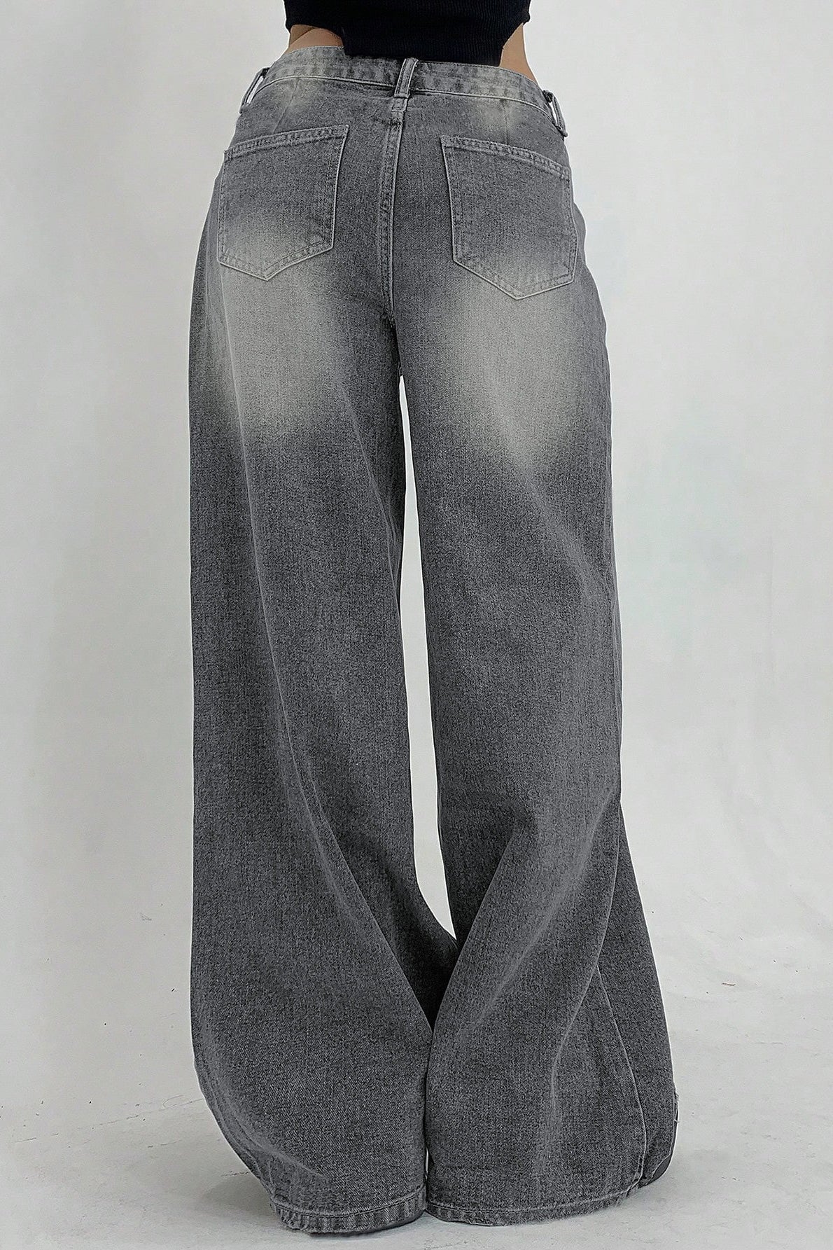 Distressed Wide Leg Floor Length Jeans