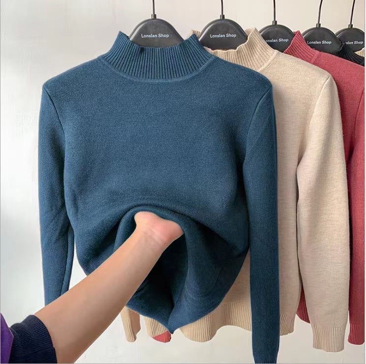 Winter fleece thick knitted bottoming shirt