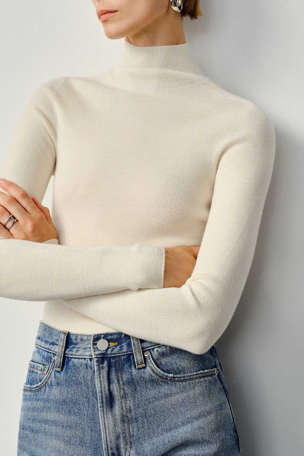 Seamless Merino Mock Neck Washable Knit Base Layer