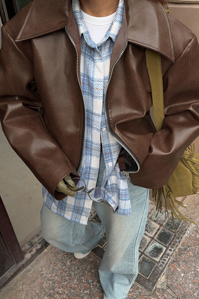 Retro Moto Burgundy Matte Leather Jacket
