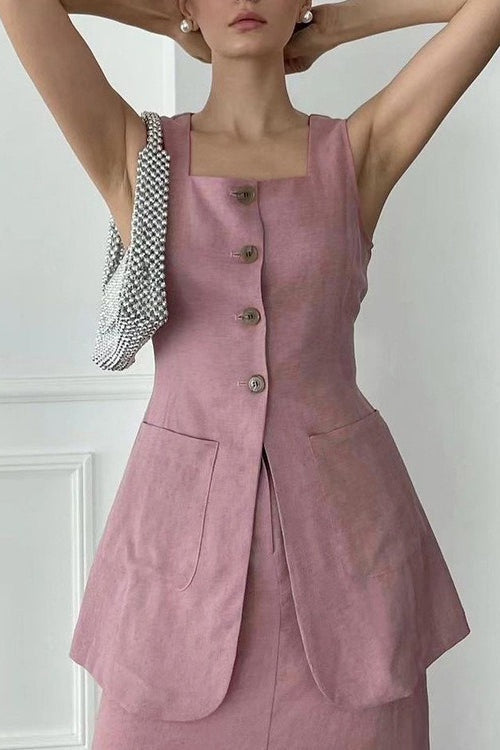 Sleeveless Vest Skirt Elegant Two Piece Work Set