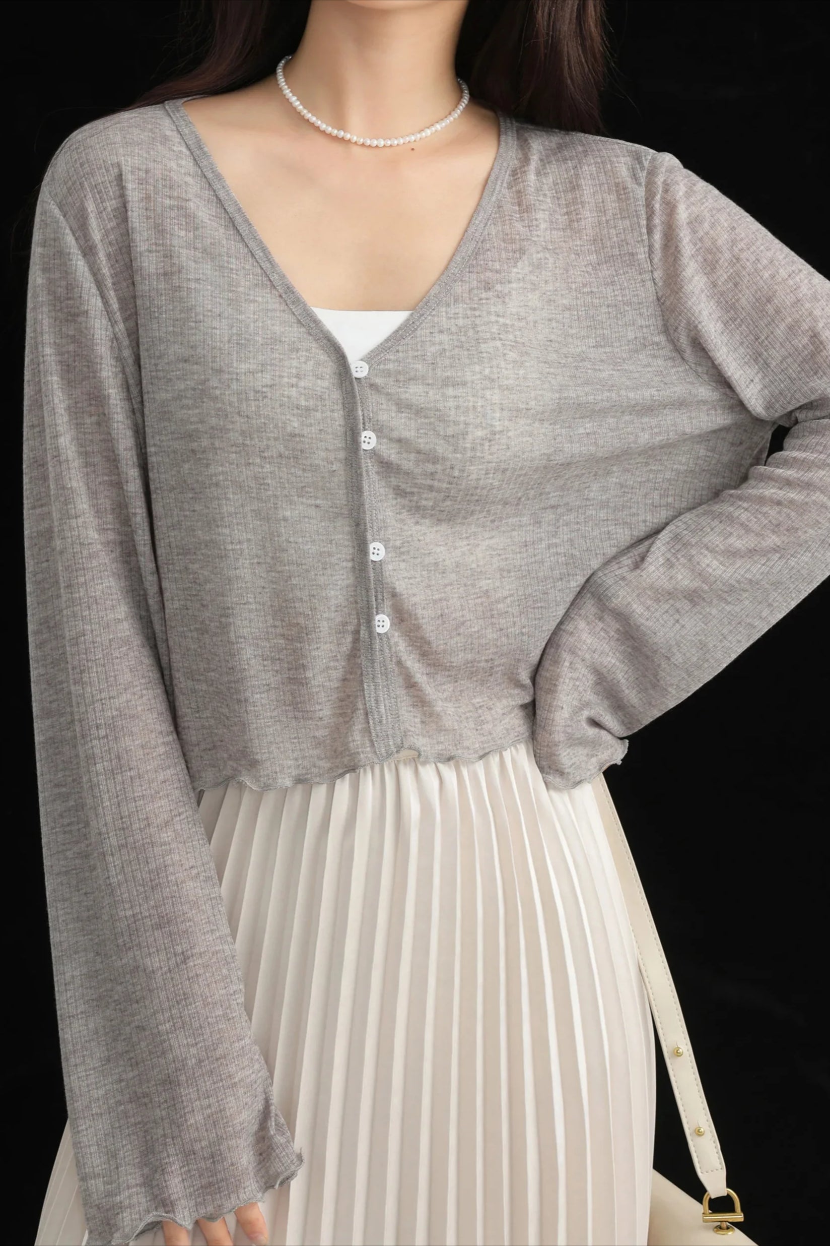 Tencel VNeck Cropped Cardigan