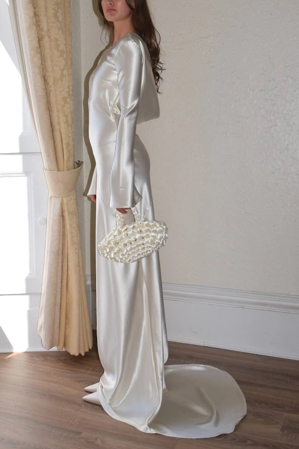 Robyn Exclusive Pearl Eden Maxi Dress with an Open Cowl Neckline and Satin Back Premium Wardrobe Essential