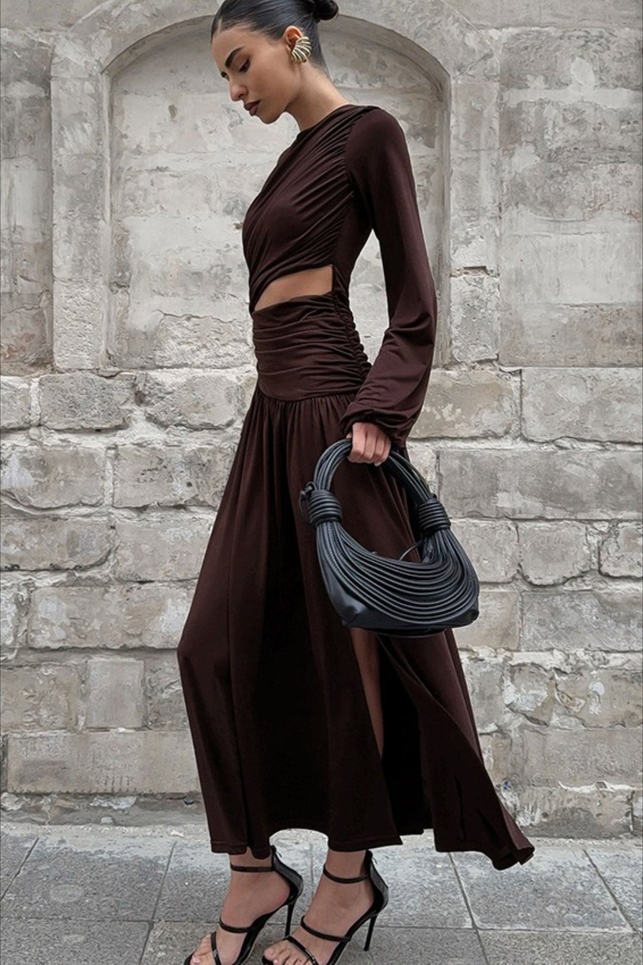 Ruched Waist A-Line Maxi Dress