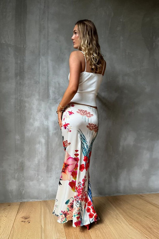 Printed High-Waist Bodycon Skirt