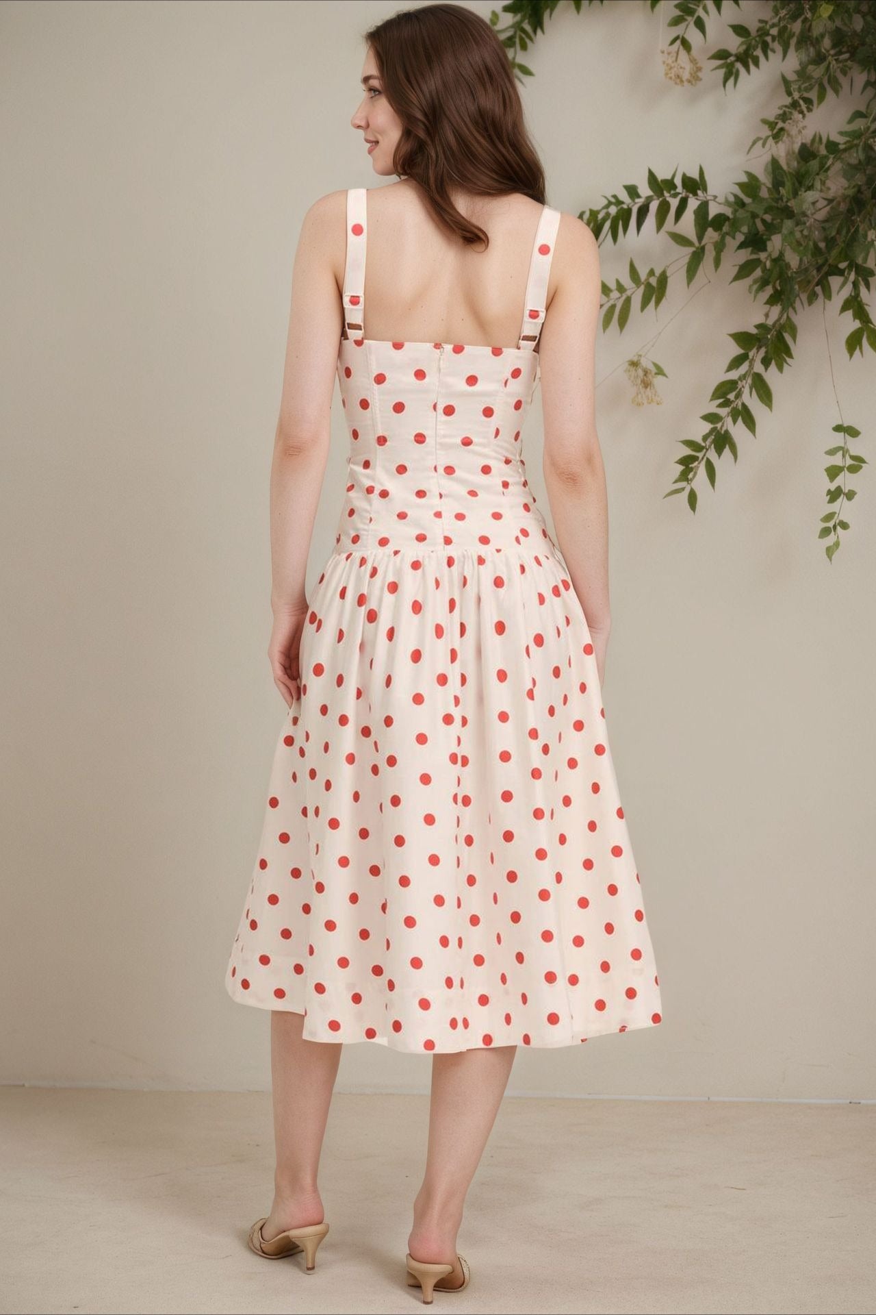 White Polka Dot Cami Bodycon Maxi Dress 3