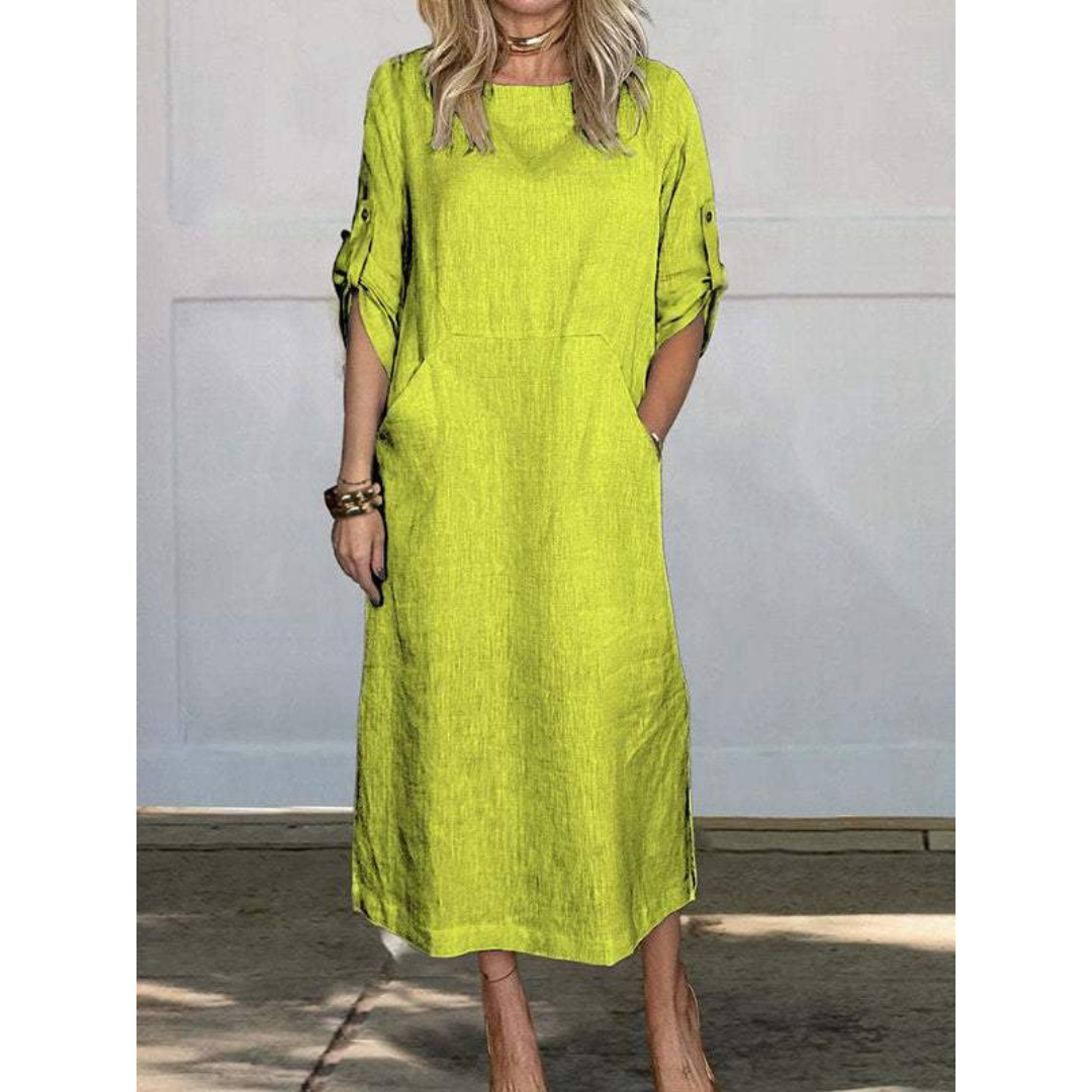Selena Luxe Loose Midi Dress Elevated Occasion Wear