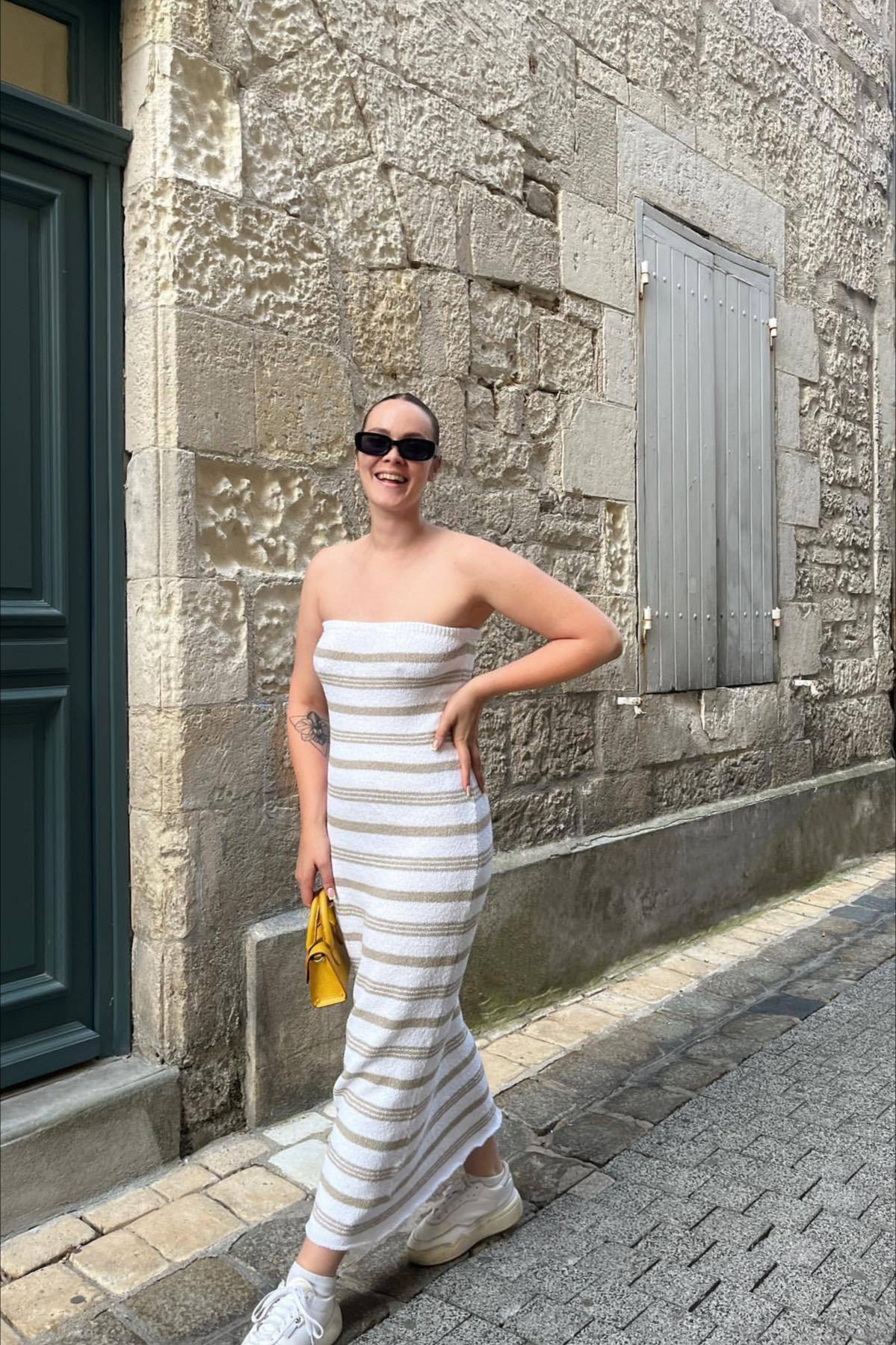 Two Tone Stripe Tube Beach Slim Bodycon Dress