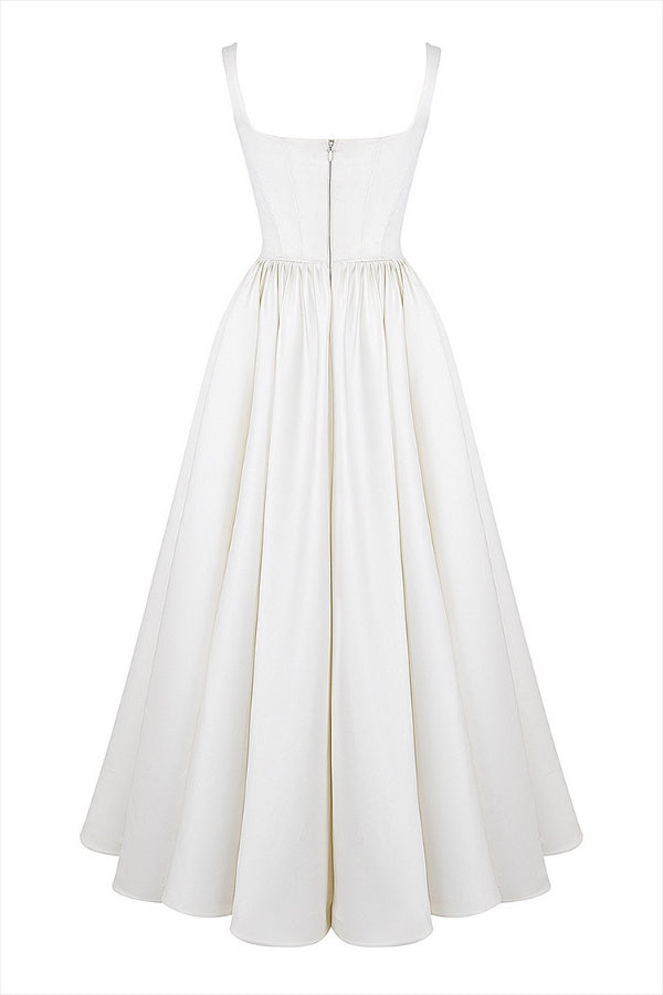 Kara Premium Wide Straps, Corset, Solid Color Maxi Dresses, White Statement Occasion Edit