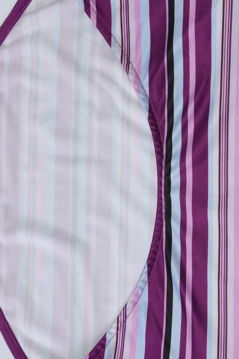 Purple Halter Neck Horizontal Diagonal Stripe Chevron Maxi Dress 8