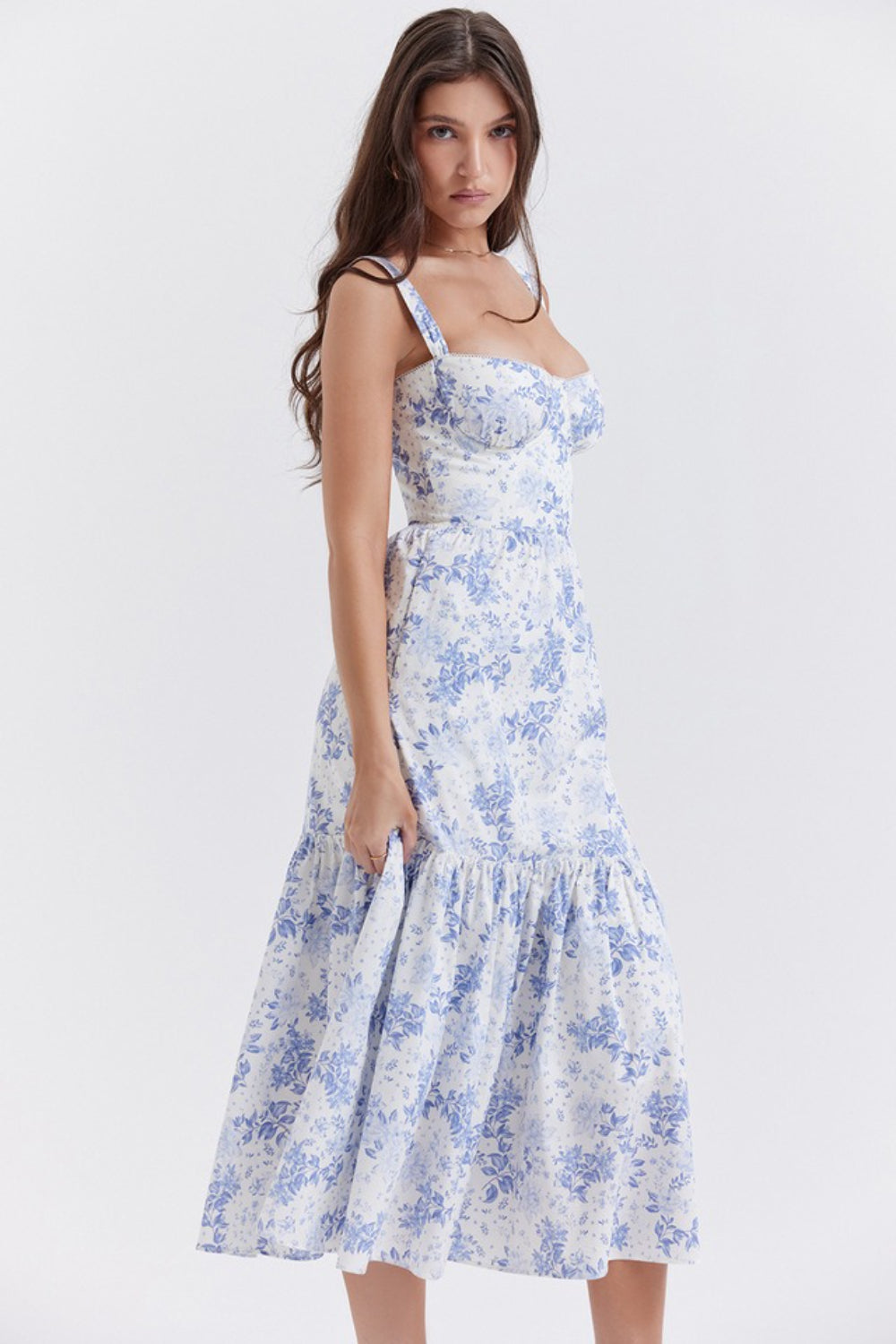 Bardot Flounce Hem Ditsy Floral Slip Dress