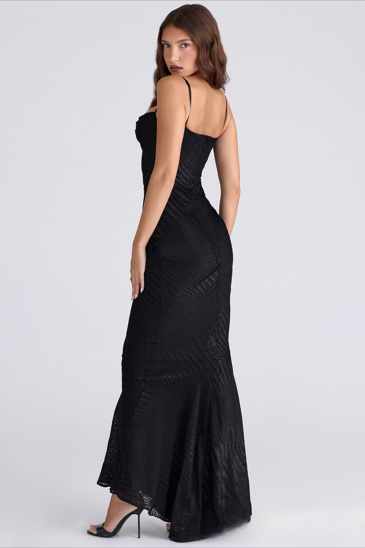 Crocodile Print Strapless Layered Bodycon Party Dres