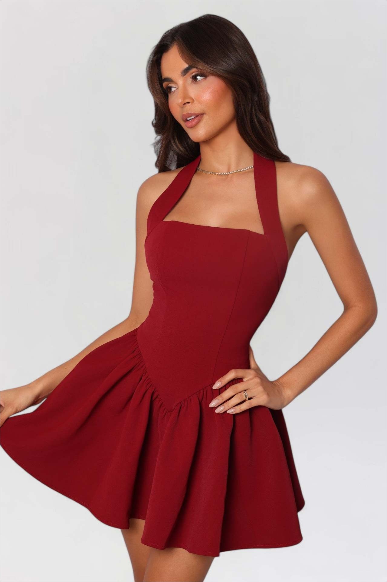 LowBack Ruffle Mini Party Dress