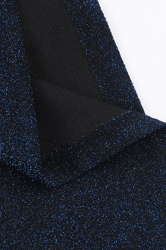 Blue Strapless Sash Waist Sequin Mini Dress 6
