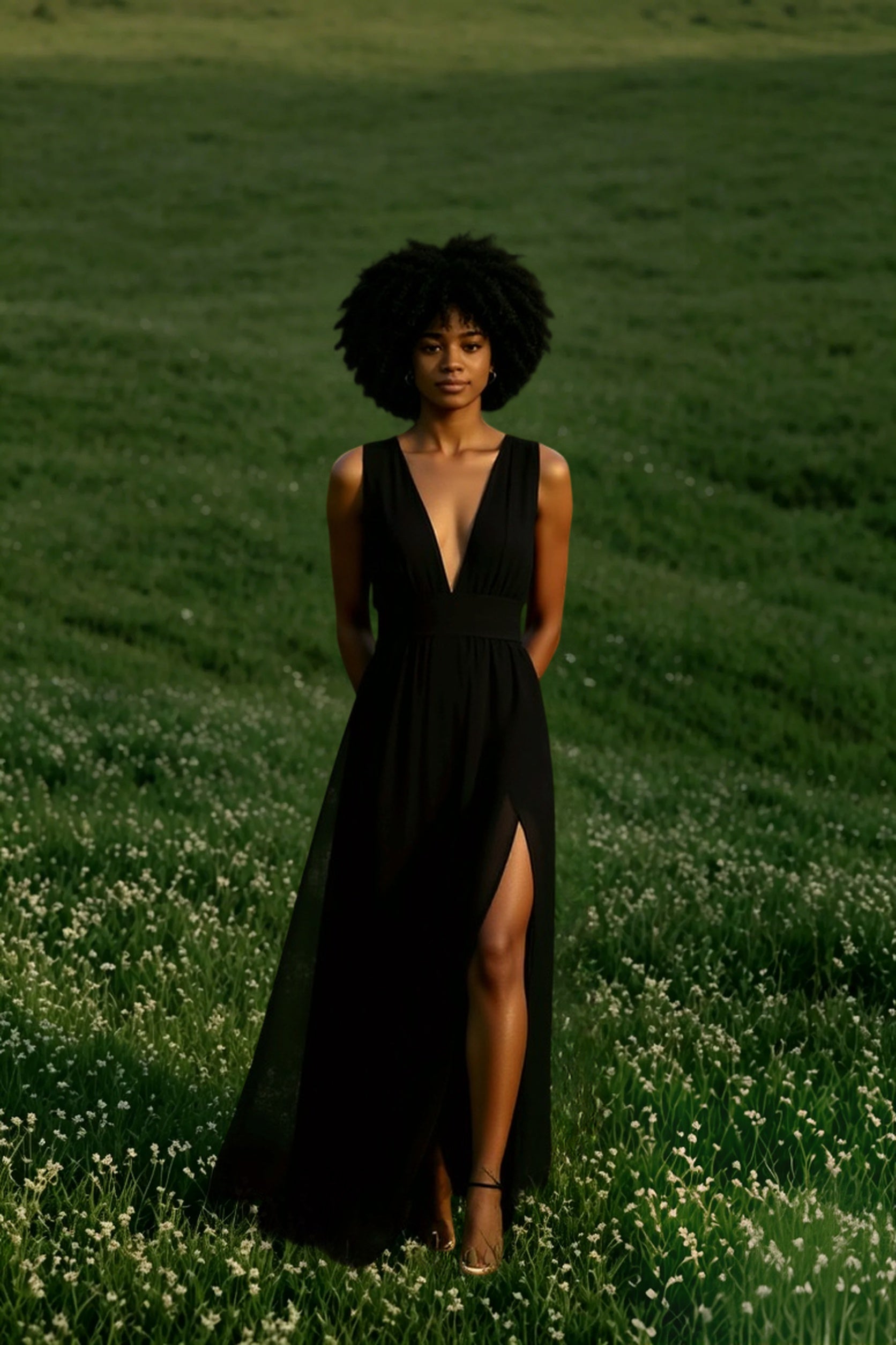 DressBetty -  Solid Women Fall Sleeveless Deep V-Neck Dresses