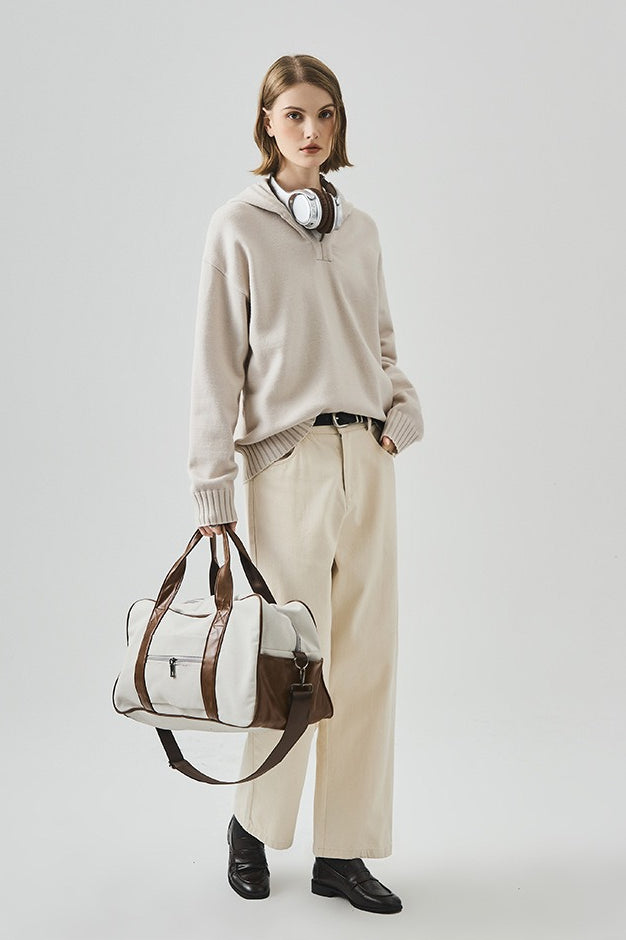 Slouchy VNeck Hooded Sweater