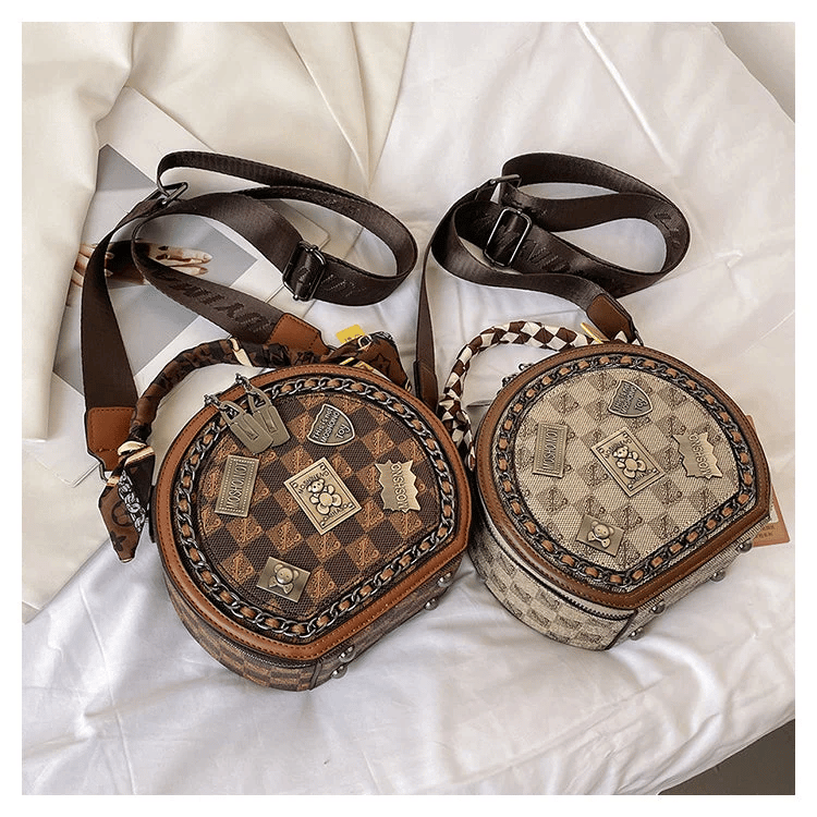 vintage bear badge print bags
