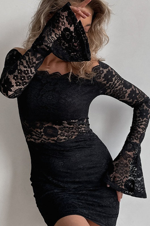 Off-Shoulder Lace Bodycon Mini Dress