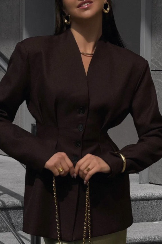 Elegant SingleButton Draped Blazer