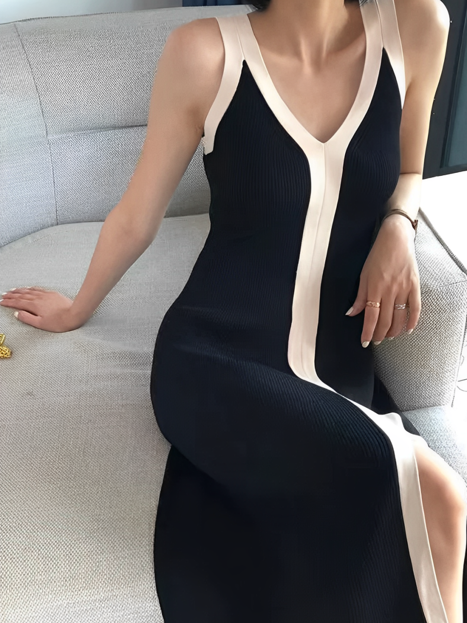 Marcela Aesthetic V Neck Dress Everyday Luxe Edit