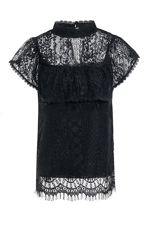 Cass Cream Lace Overlay Short Sleeve Top - 3 Colors