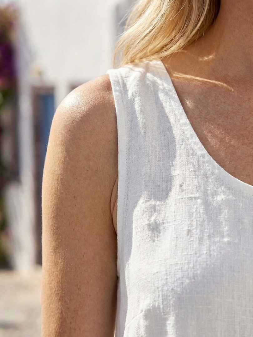 Scoop Neck Sleeveless Linen Relaxed Column Maxi Dress 3
