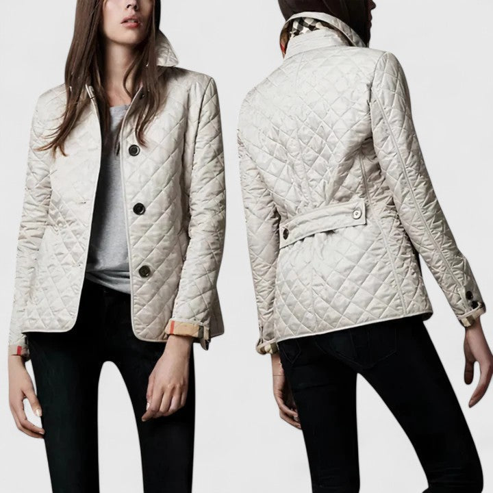 Collared Quilted Button Front Long Sleeve Jacket
