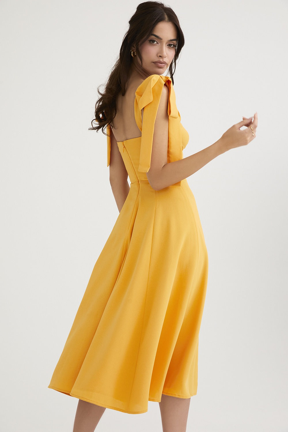 Open Back Bow Tie Evening Slip Dress